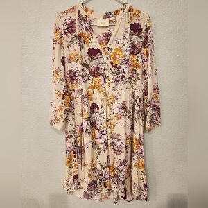 Anthropologie floral long sleeve dress knee length - Size Small